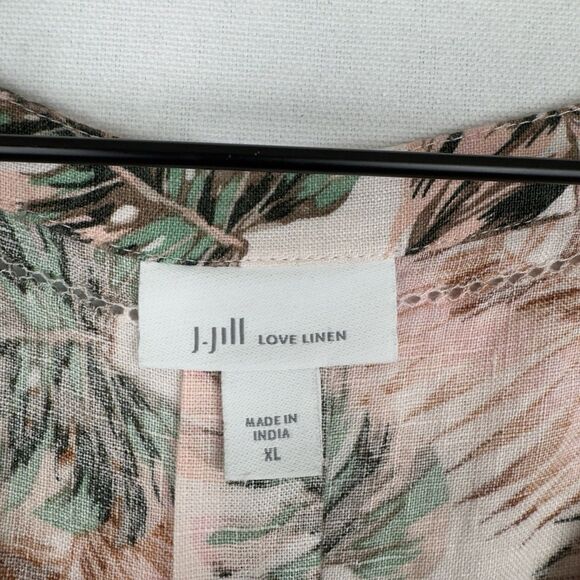 J.Jill Love Linen Top Womens XL Pink Tropical Floral Breathable Beach 100% Linen - Picture 12 of 16